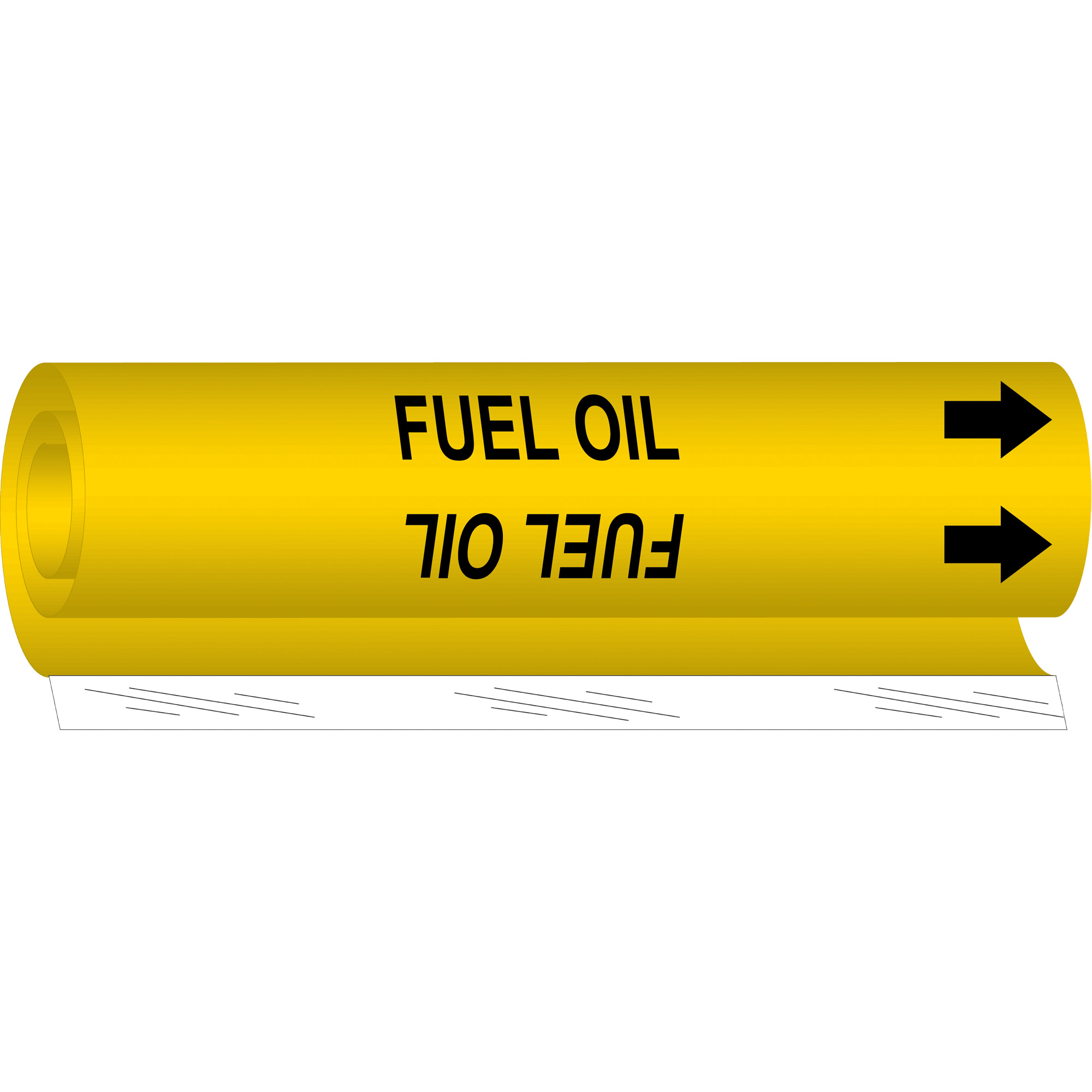 Marqueur de tuyau «Fuel Oil», Enveloppant, 26" h x 12" la, Noir sur jaune