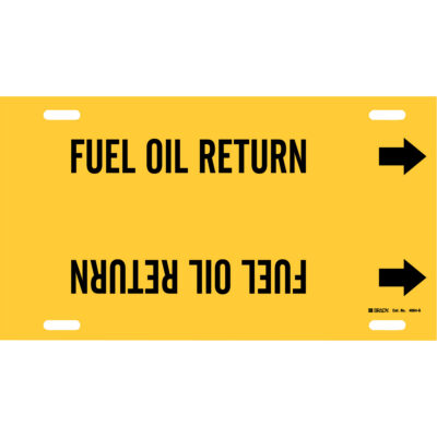 Marqueur de tuyau «Fuel Oil Return», À attacher, 10" h x 24" la, Noir sur jaune