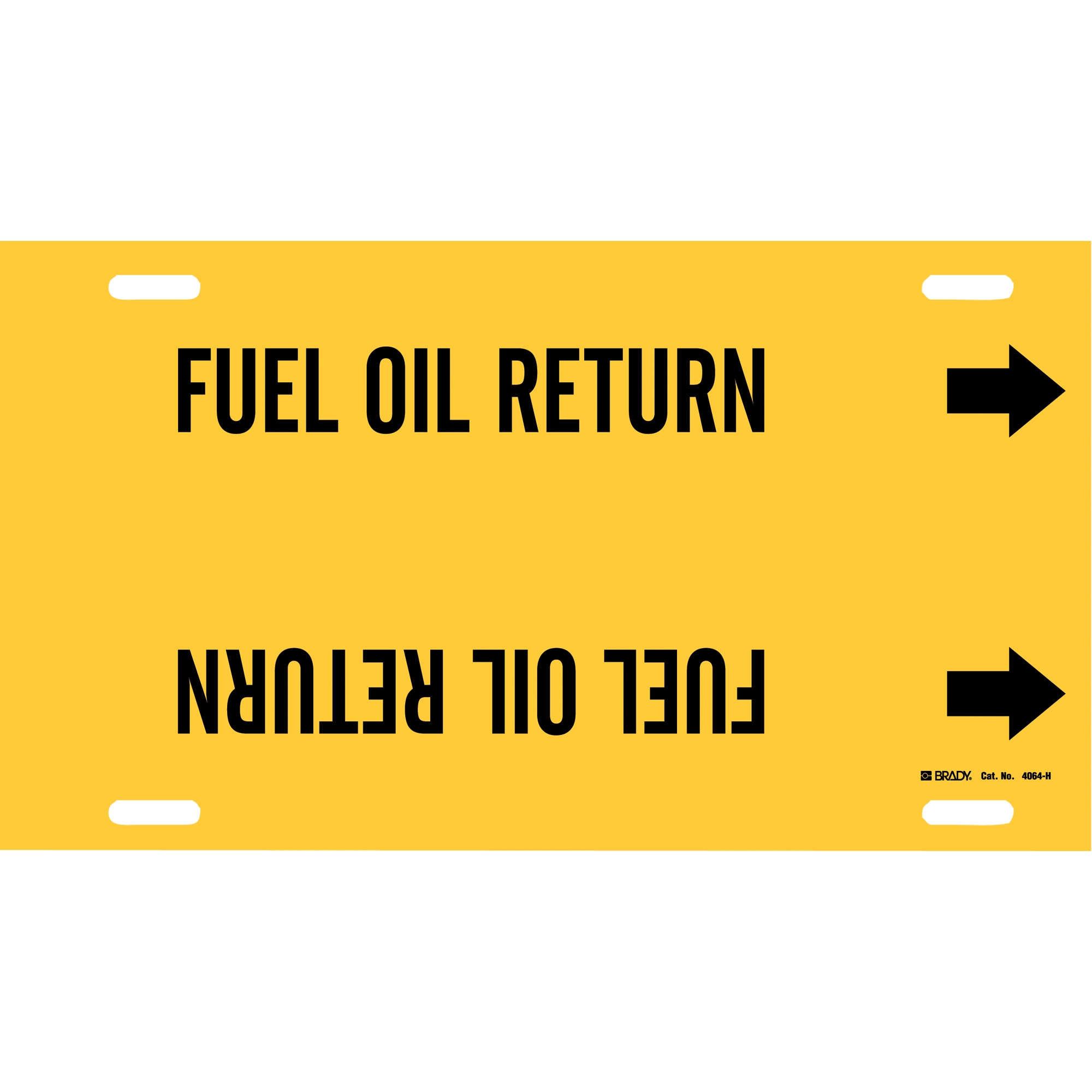 Marqueur de tuyau «Fuel Oil Return», À attacher, 10" h x 32" la, Noir sur jaune