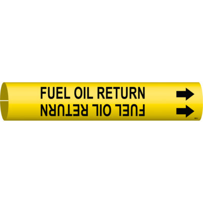 Marqueur de tuyau «Fuel Oil Return», À pression, 2" h x 2" la, Noir sur jaune