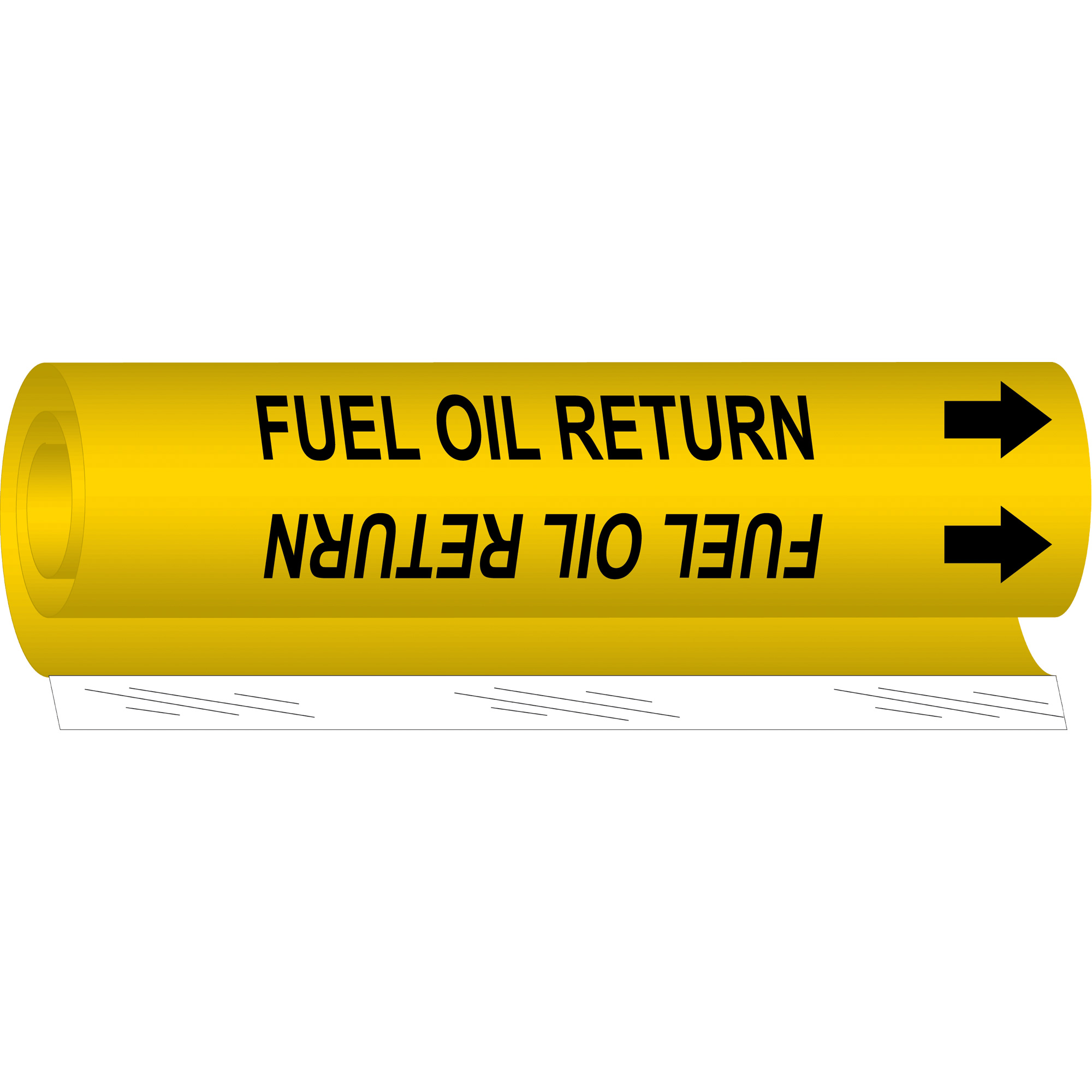 Marqueur de tuyau «Fuel Oil Return», Enveloppant, 5" h x 8" la, Noir sur jaune
