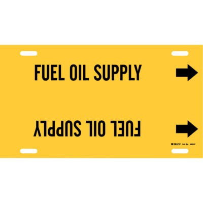 Marqueur de tuyau «Fuel Oil Supply», À attacher, 8" h x 16" la, Noir sur jaune