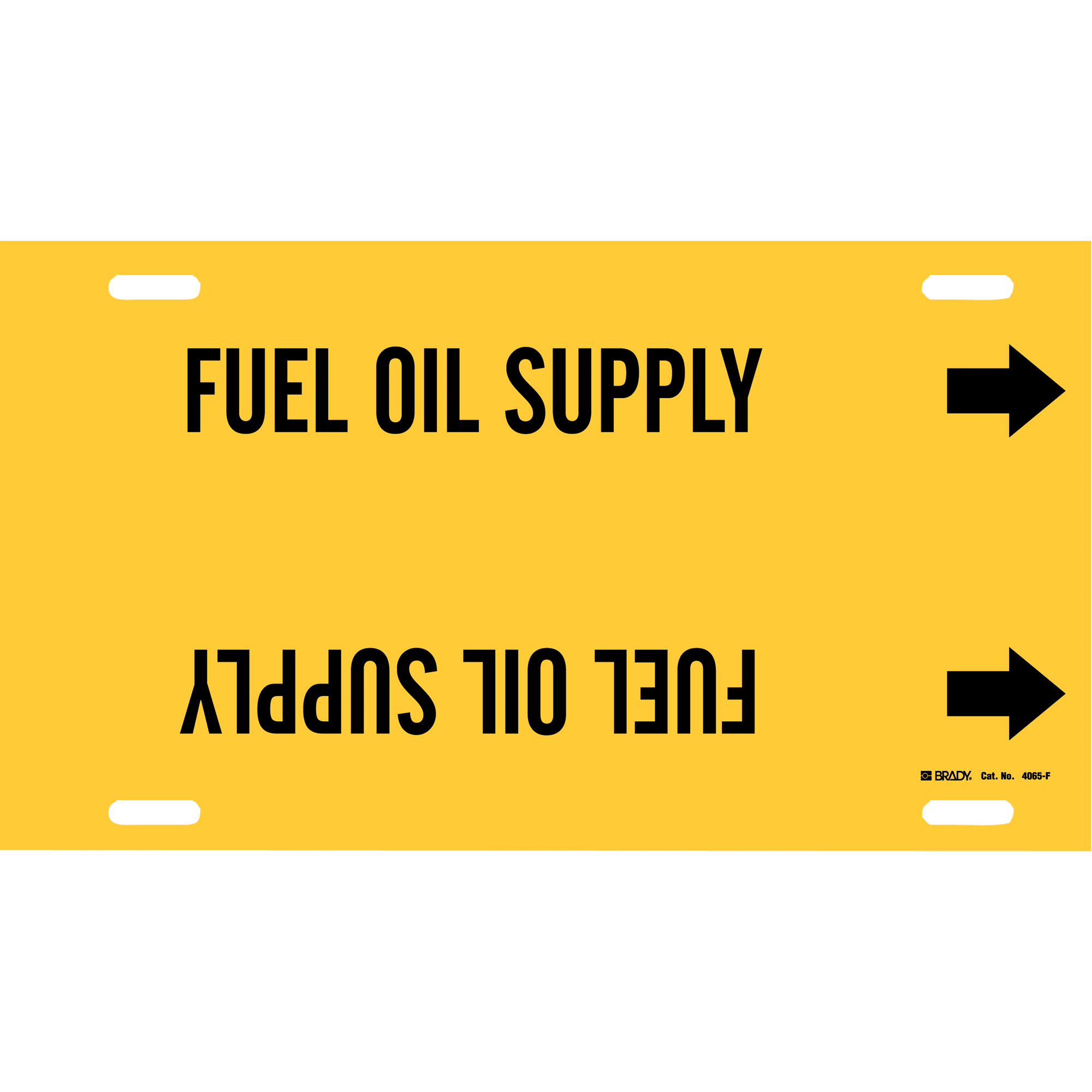 Marqueur de tuyau «Fuel Oil Supply», À attacher, 8" h x 16" la, Noir sur jaune