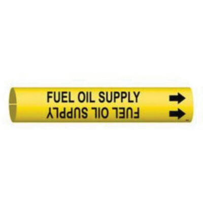 Marqueur de tuyau «Fuel Oil Supply», À pression, 13/16" h x 13/16" la, Noir sur jaune