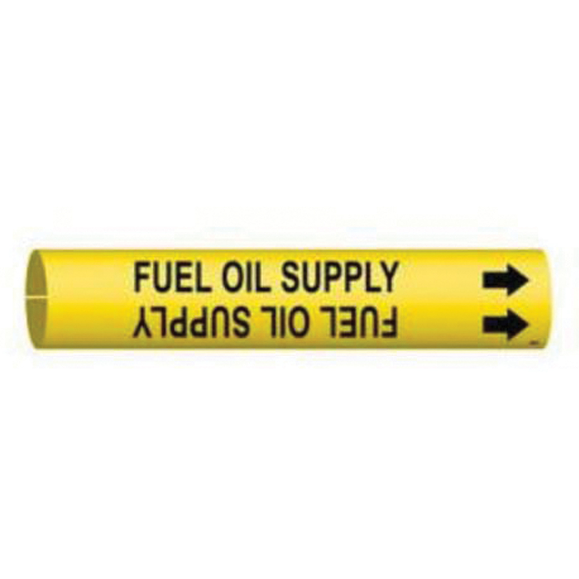 Marqueur de tuyau «Fuel Oil Supply», À pression, 13/16" h x 13/16" la, Noir sur jaune