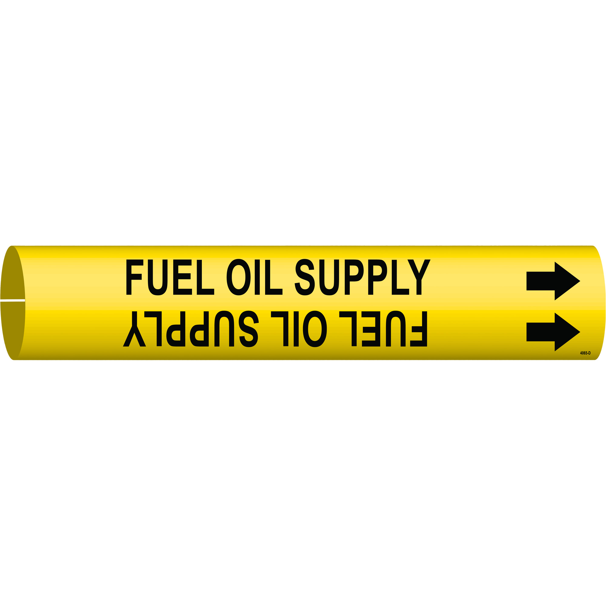 Marqueur de tuyau «Fuel Oil Supply», À pression, 2-13/16" h x 2-13/16" la, Noir sur jaune