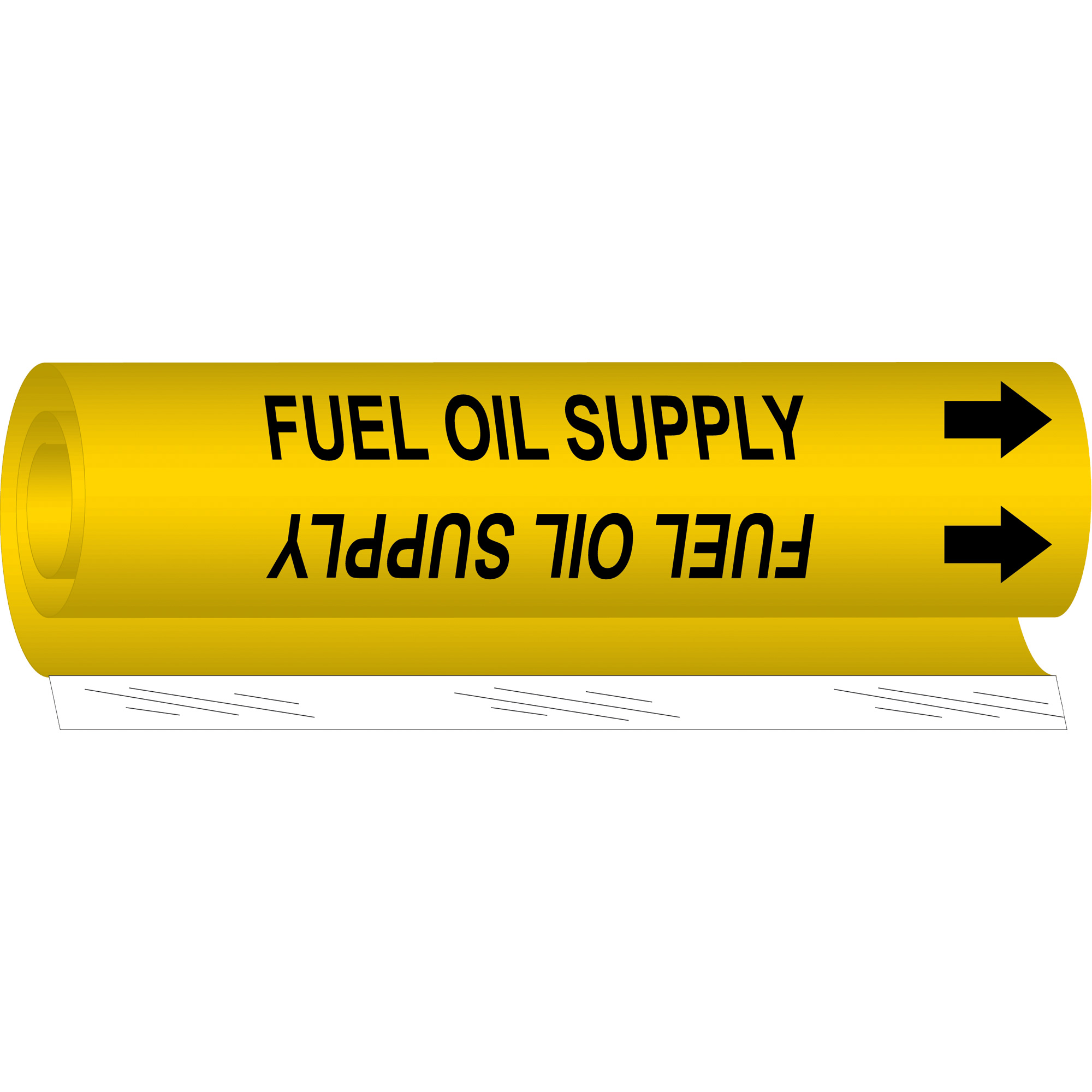 Marqueur de tuyau «Fuel Oil Supply», Enveloppant, 26" h x 12" la, Noir sur jaune