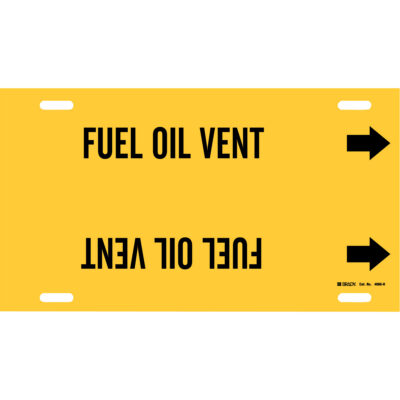 Marqueur de tuyau «Fuel Oil Vent», À attacher, 10" h x 32" la, Noir sur jaune
