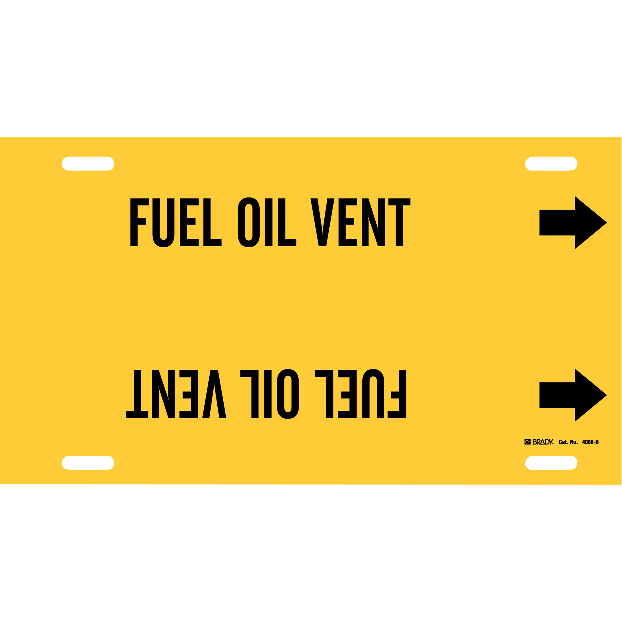 Marqueur de tuyau «Fuel Oil Vent», À attacher, 10" h x 32" la, Noir sur jaune