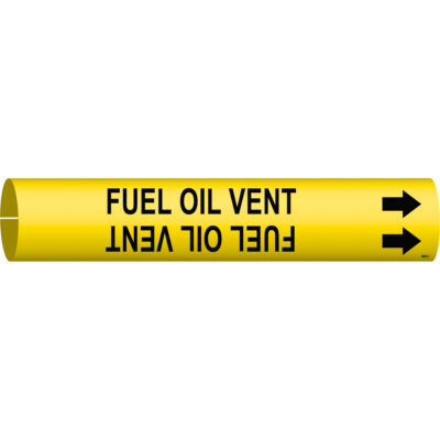 Marqueur de tuyau «Fuel Oil Vent», À pression, 2" h x 2" la, Noir sur jaune