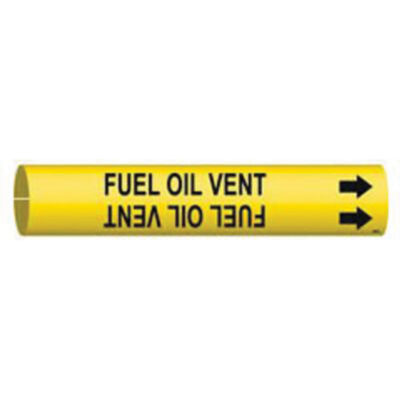 Marqueur de tuyau «Fuel Oil Vent», À pression, 7/8" h x 7/8" la, Noir sur jaune
