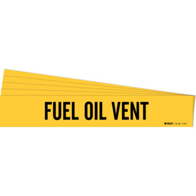 Marqueur de tuyau «Fuel Oil Vent», Autocollant, 2-1/4" h x 14" la, Noir sur jaune