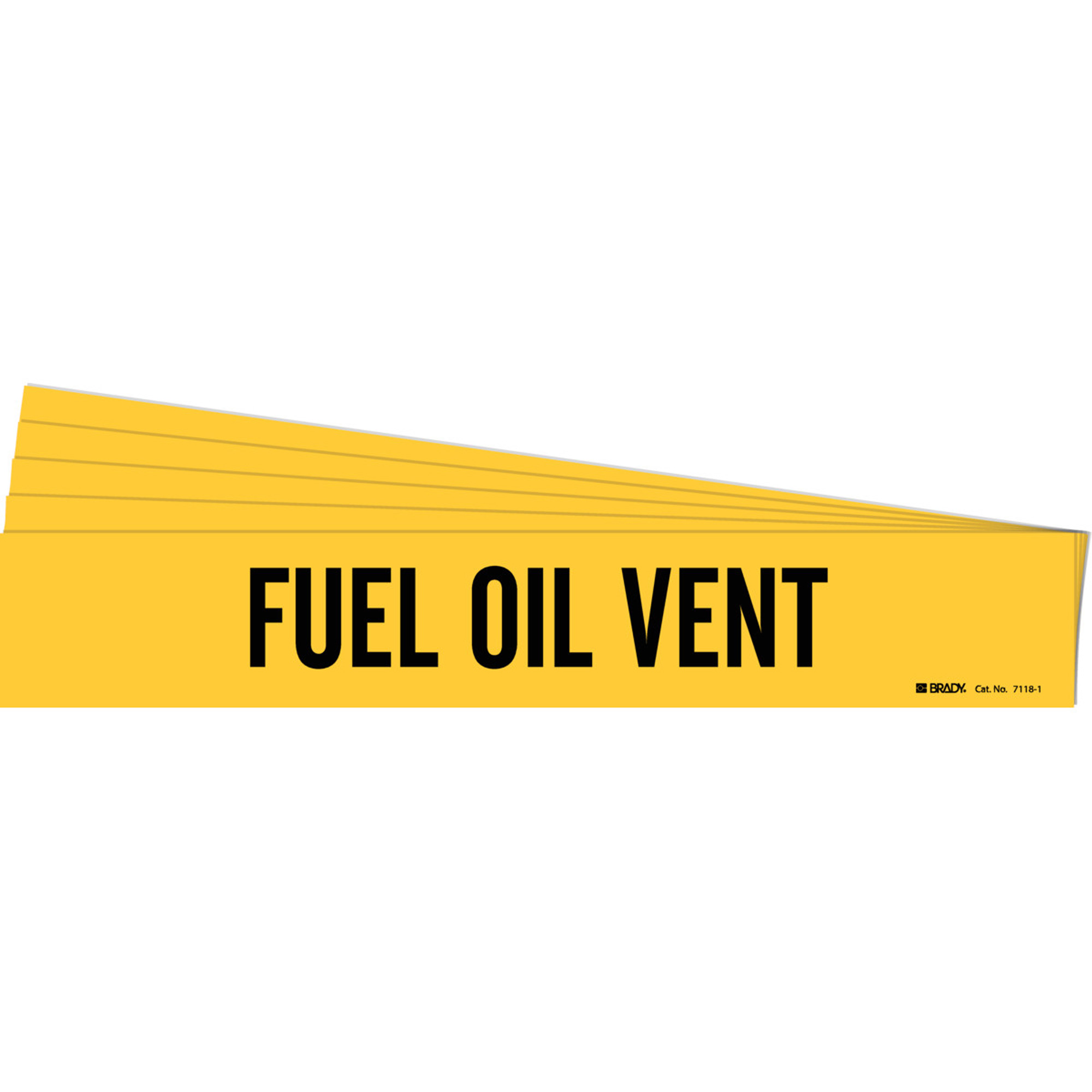 Marqueur de tuyau «Fuel Oil Vent», Autocollant, 2-1/4" h x 14" la, Noir sur jaune