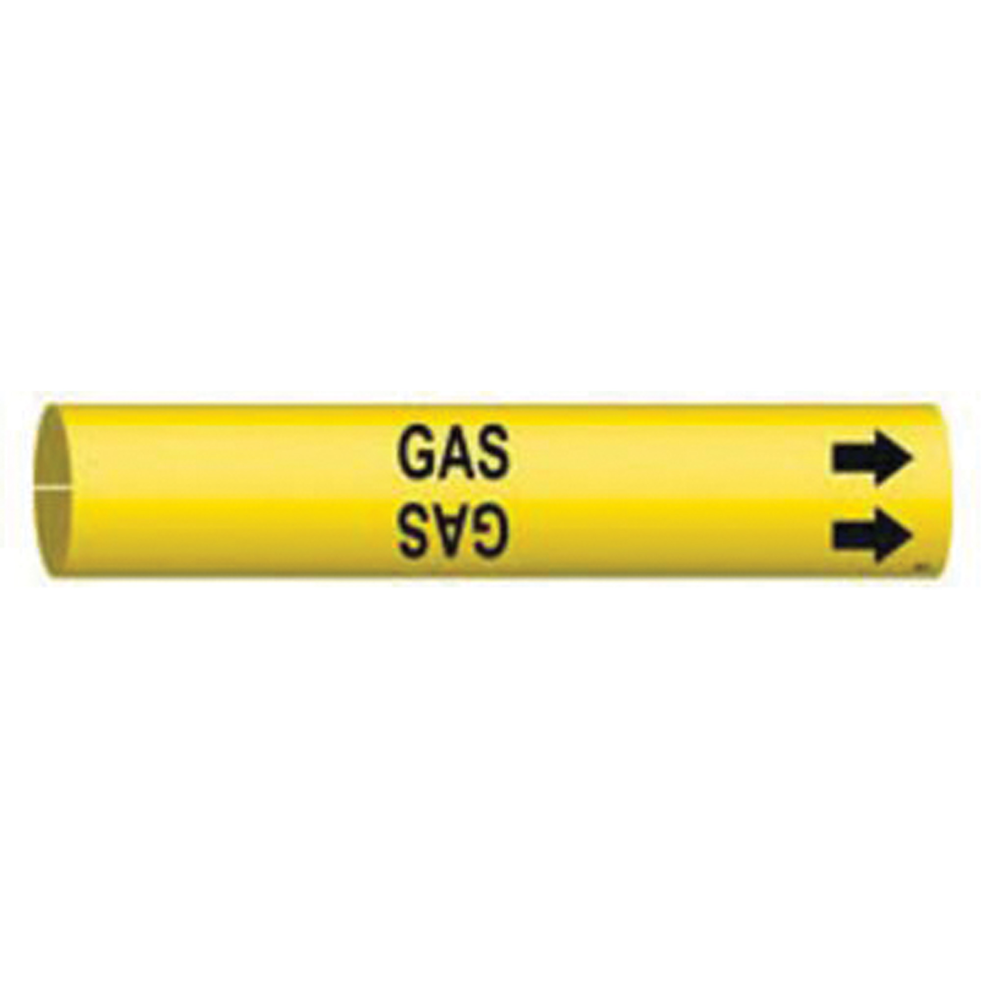 Marqueur de tuyau «Gas», À pression, 7/8" h x 7/8" la, Noir sur jaune