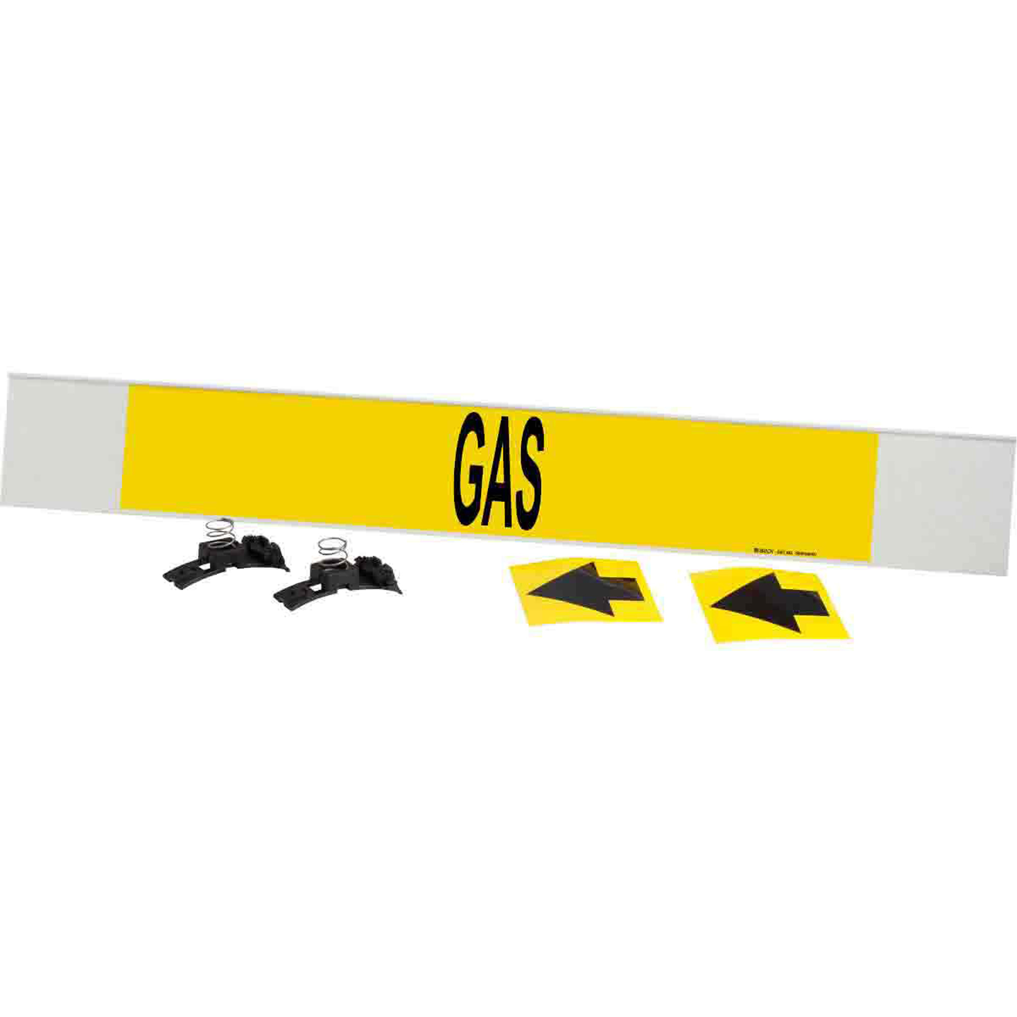 Marqueur de tuyau «Gas», Transporteur en fibre de verre avec agrafes, 4" h x 24" la, Noir sur jaune