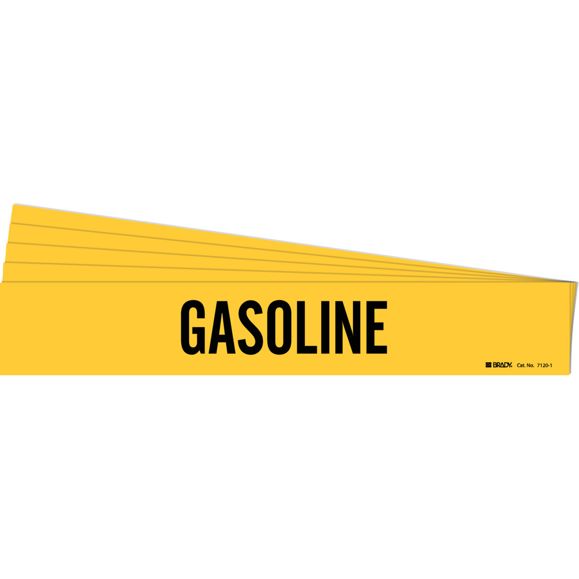 Marqueur de tuyau «Gasoline», Autocollant, 2-1/4" h x 14" la, Noir sur jaune