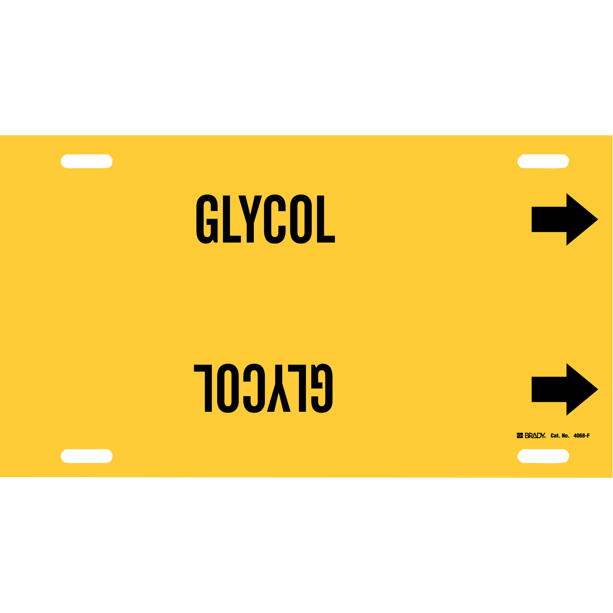 Marqueur de tuyau «Glycol», À attacher, 8" h x 16" la, Noir sur jaune