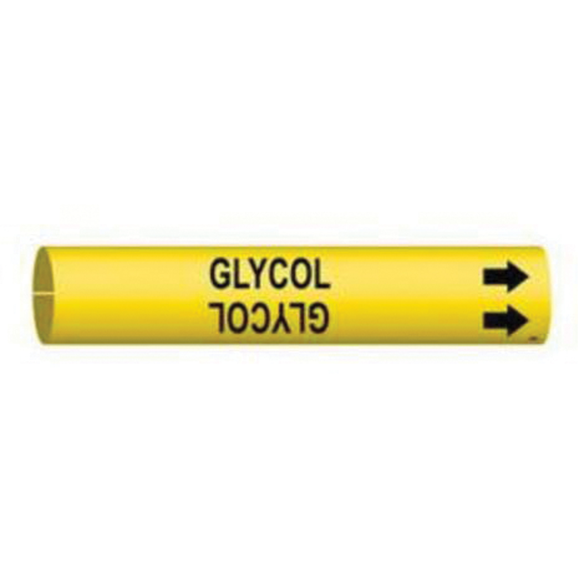 Marqueur de tuyau «Glycol», À pression, 13/16" h x 13/16" la, Noir sur jaune