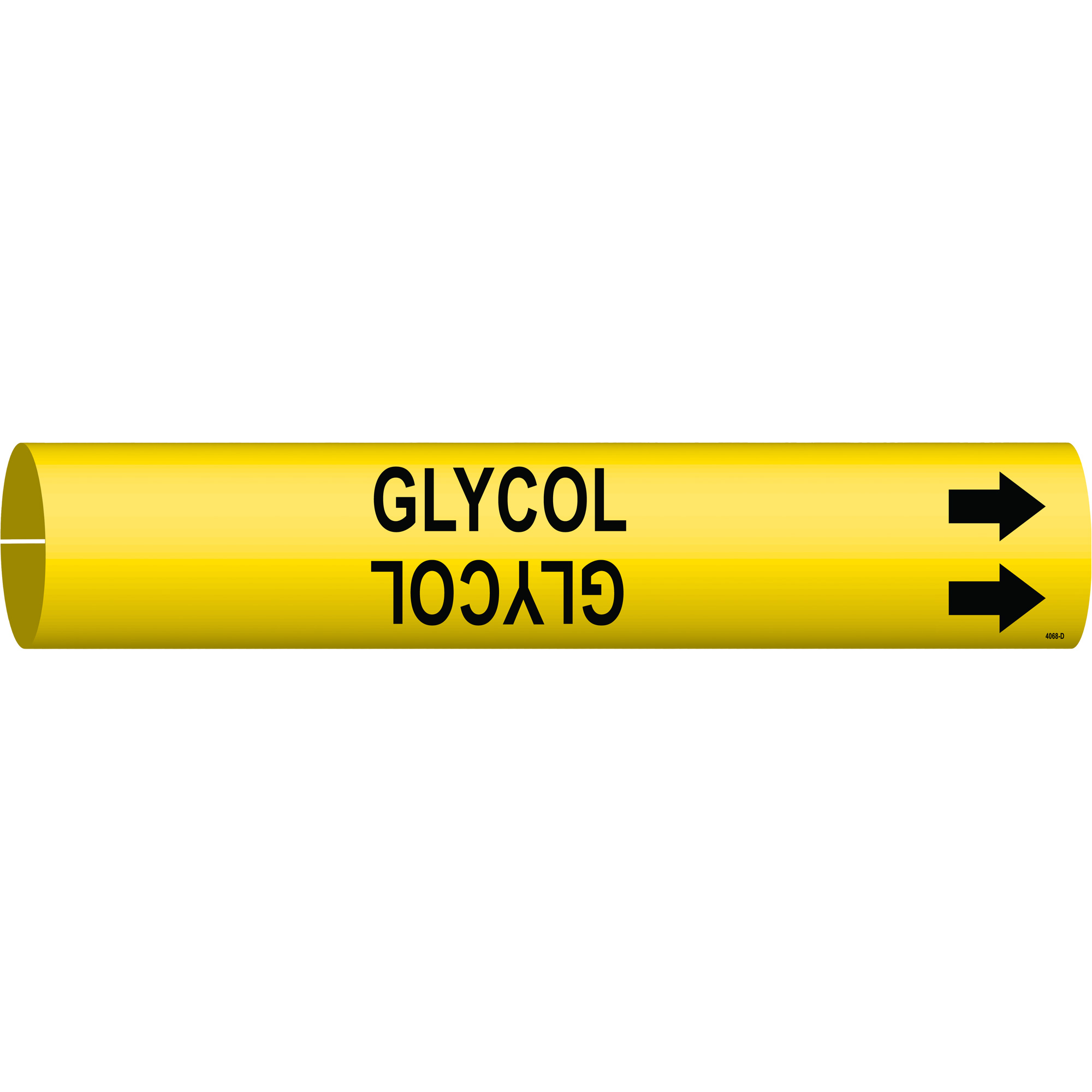 Marqueur de tuyau «Glycol», À pression, 2-13/16" h x 2-13/16" la, Noir sur jaune