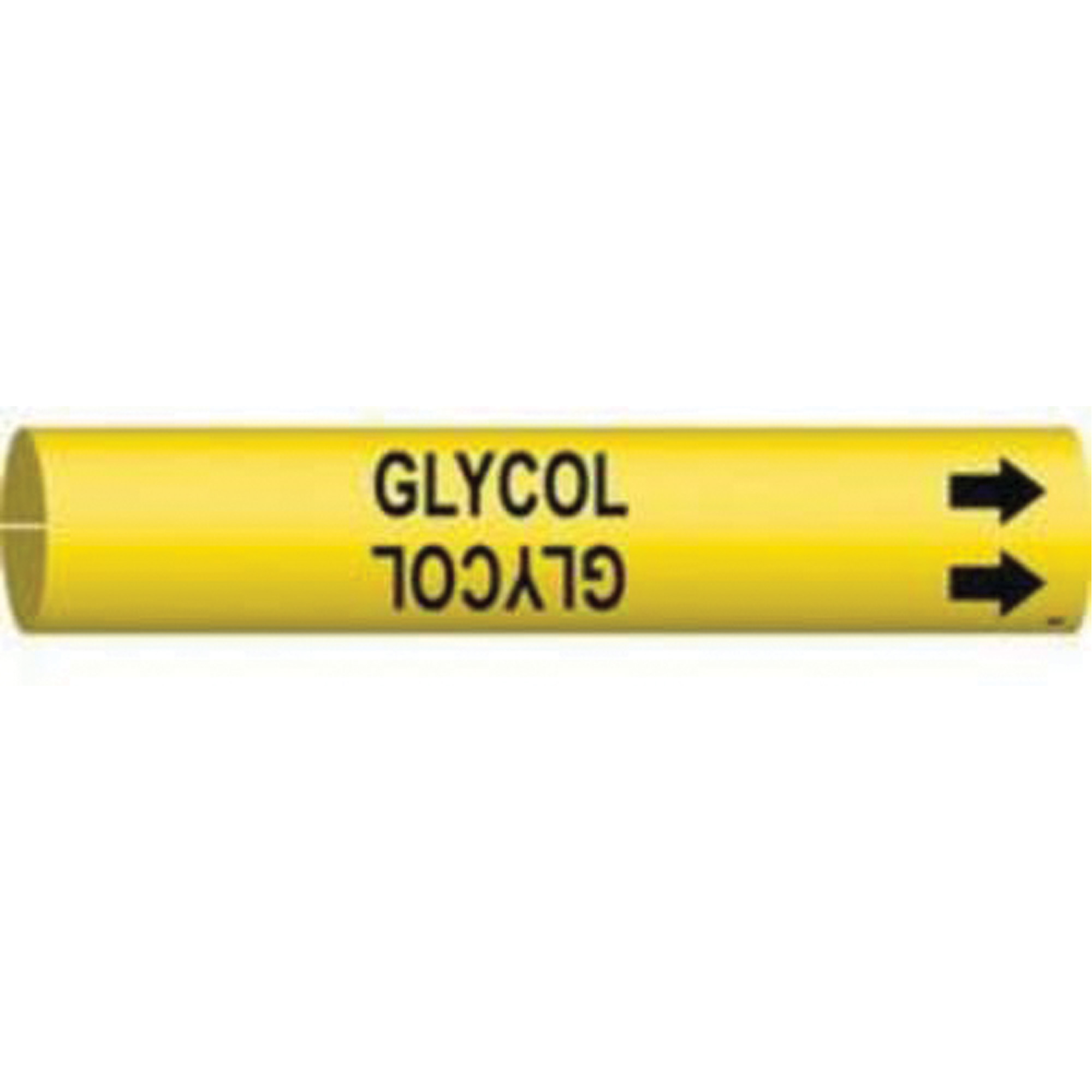Marqueur de tuyau «Glycol», À pression, 2" h x 2" la, Noir sur jaune