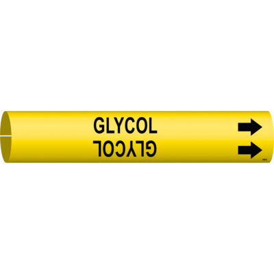 Marqueur de tuyau «Glycol», À pression, 7/8" h x 7/8" la, Noir sur jaune