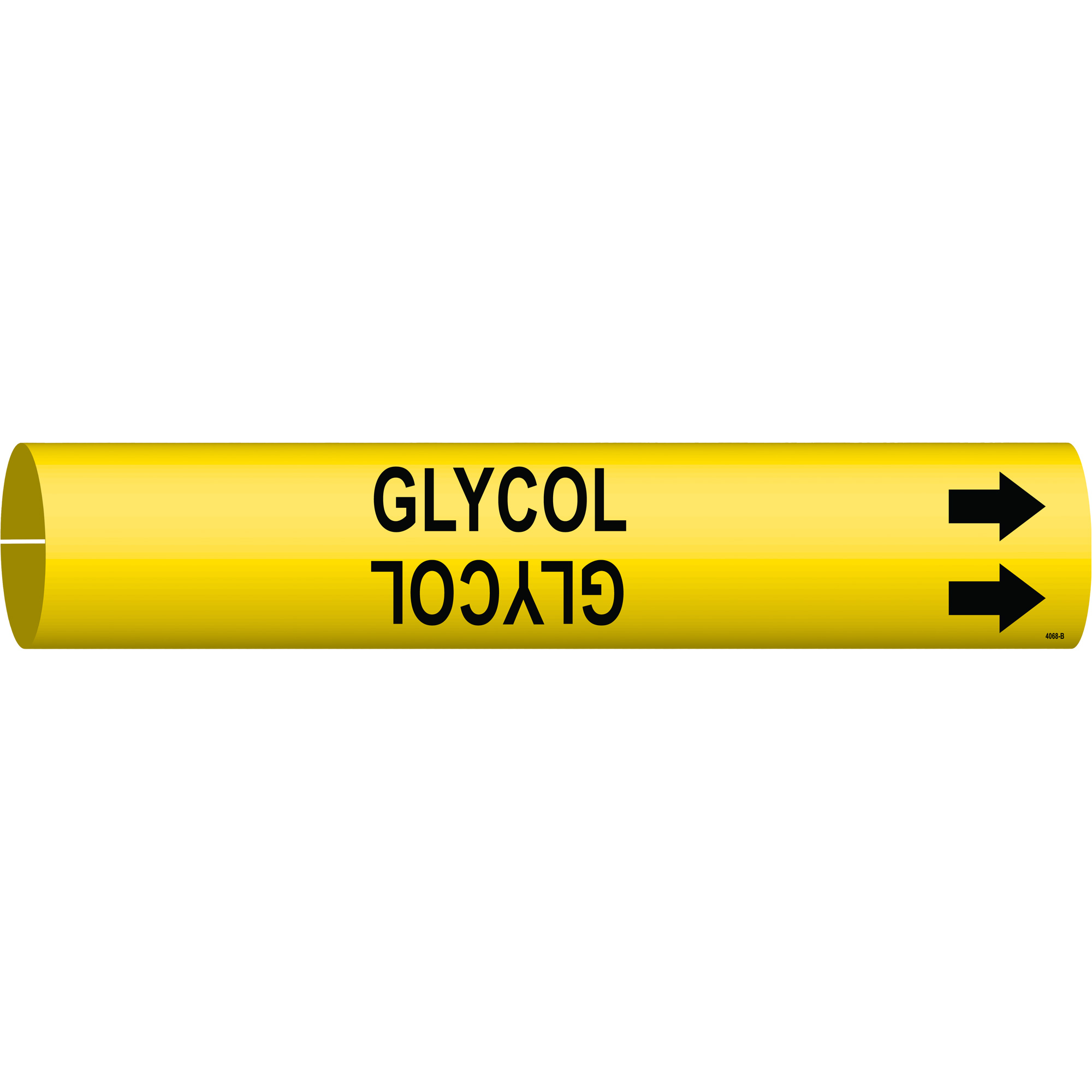 Marqueur de tuyau «Glycol», À pression, 7/8" h x 7/8" la, Noir sur jaune