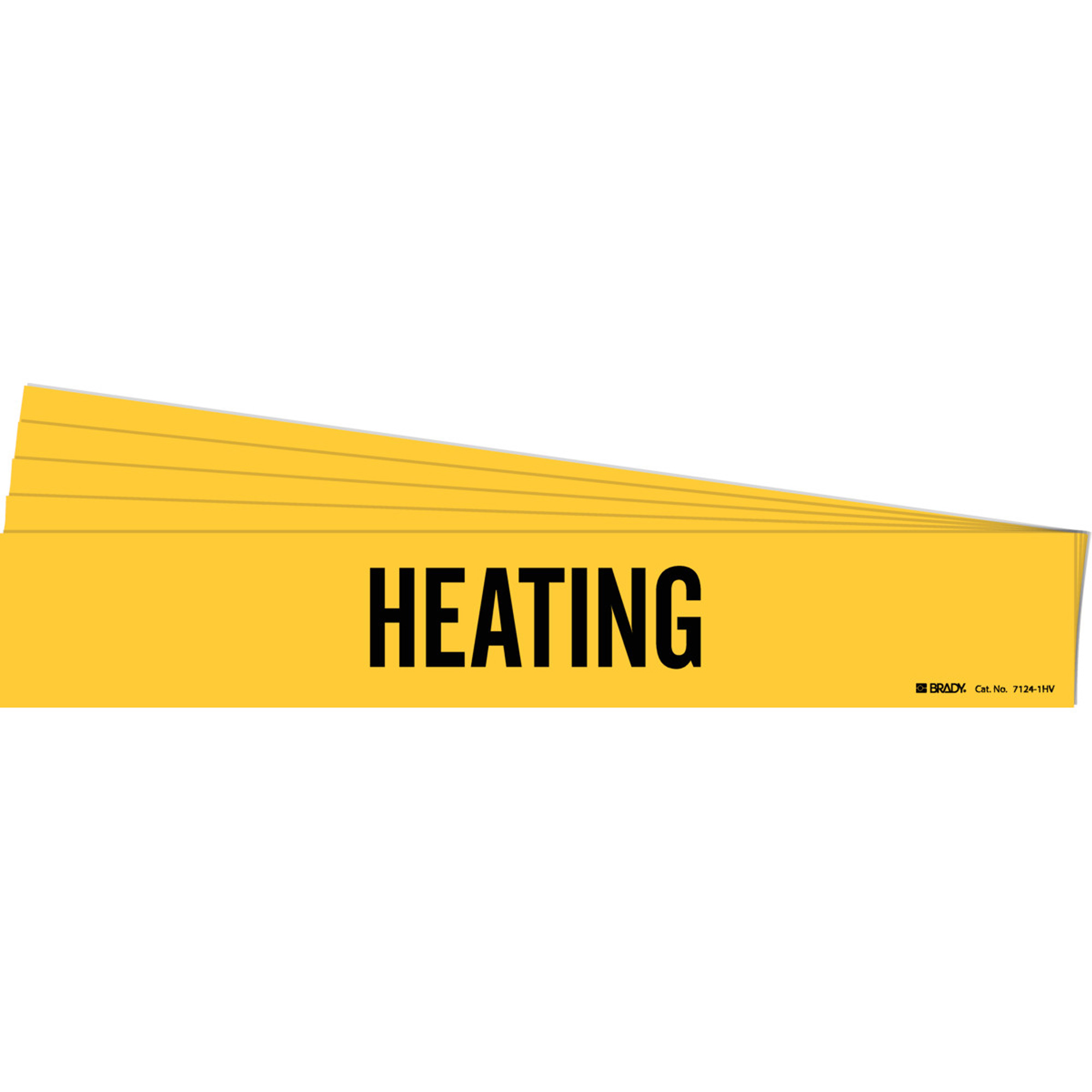 Marqueur de tuyau «Heating», Autocollant, 4" h x 24" la, Noir sur jaune