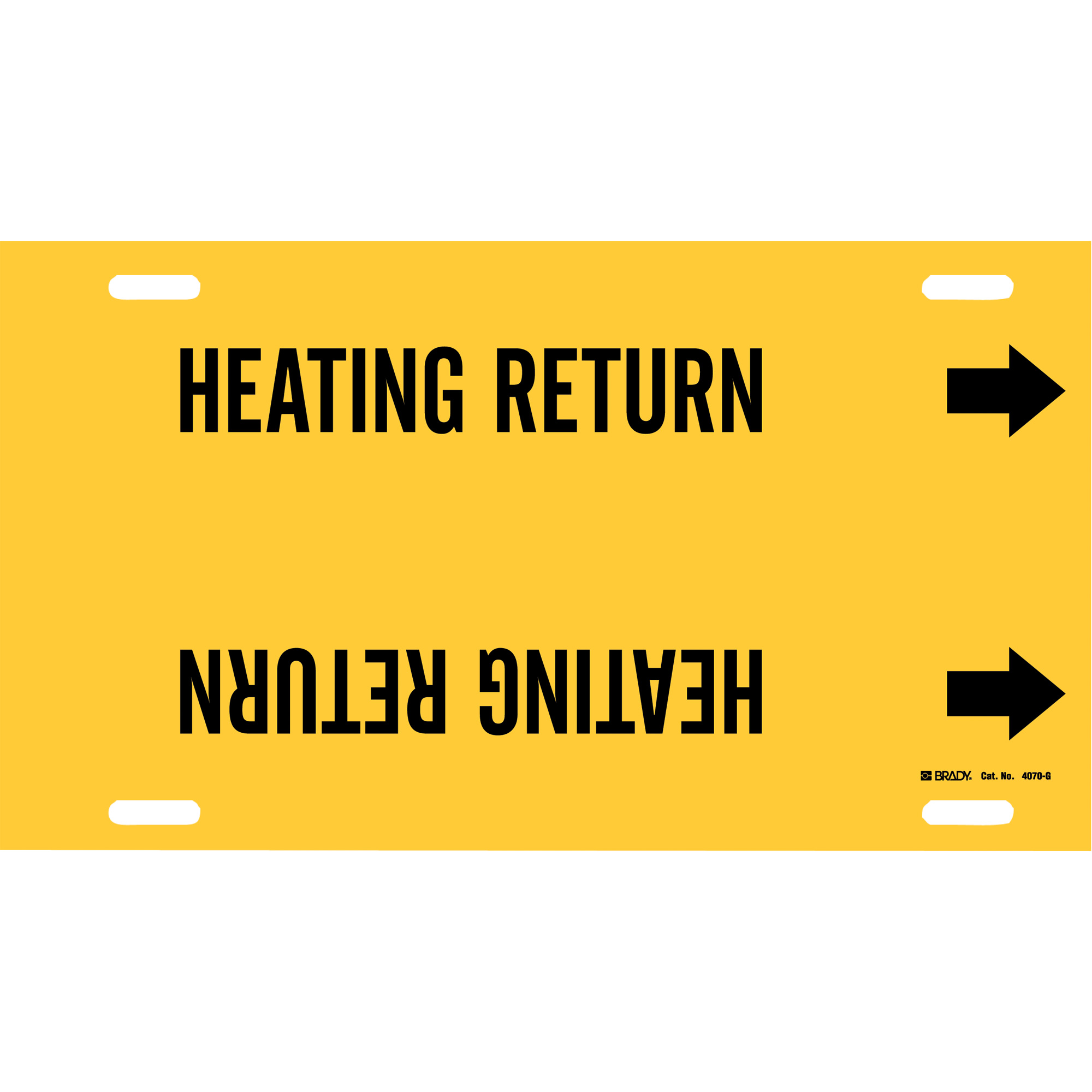 Marqueur de tuyau «Heating Return», À attacher, 10" h x 24" la, Noir sur jaune