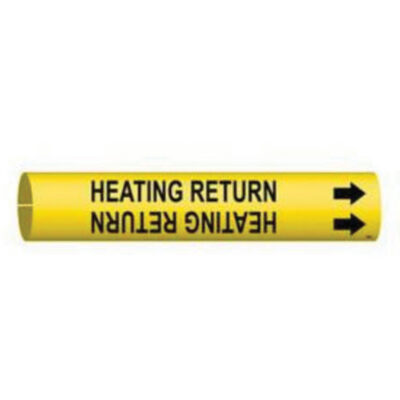 Marqueur de tuyau «Heating Return», À pression, 13/16" h x 13/16" la, Noir sur jaune