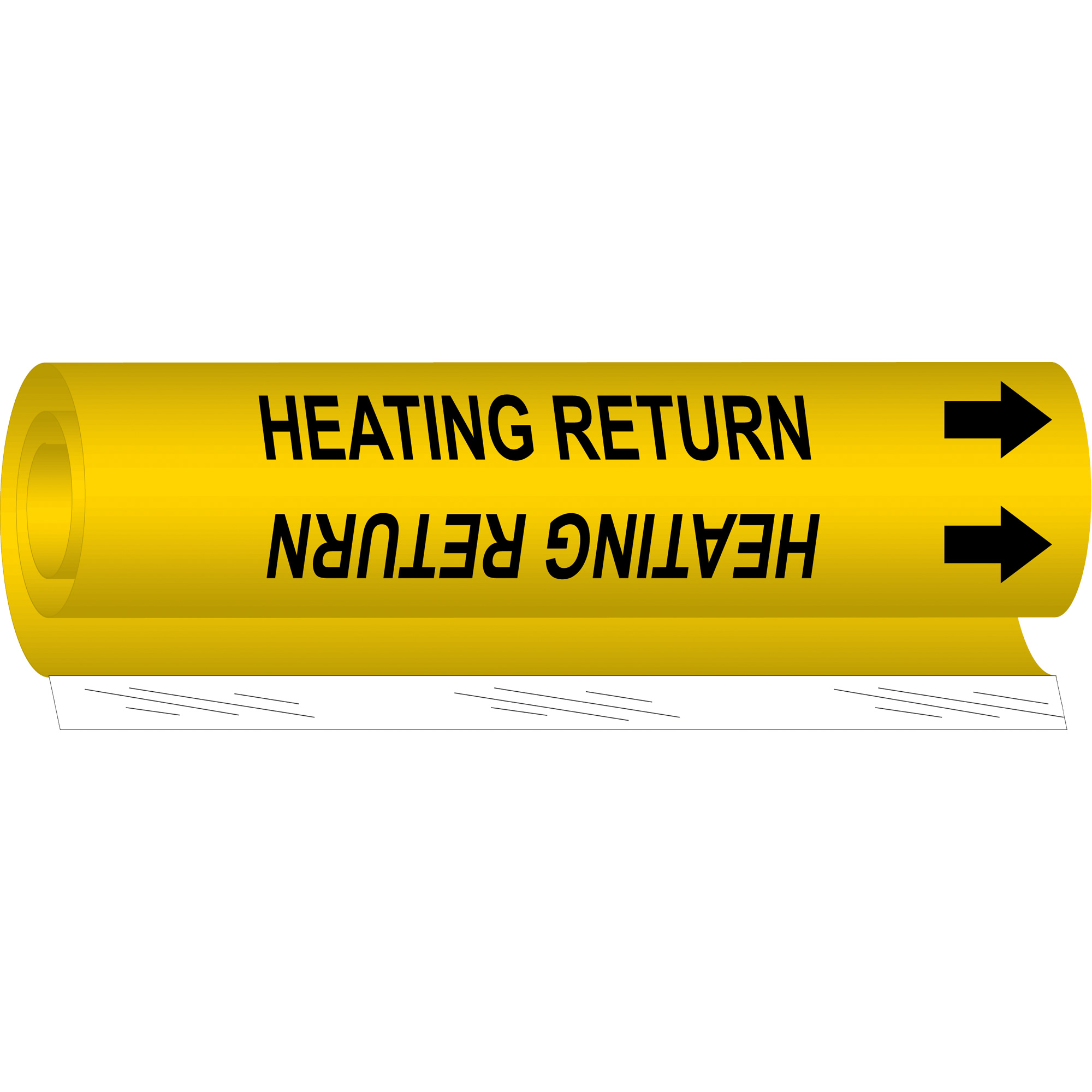 Marqueur de tuyau «Heating Return», Enveloppant, 26" h x 12" la, Noir sur jaune