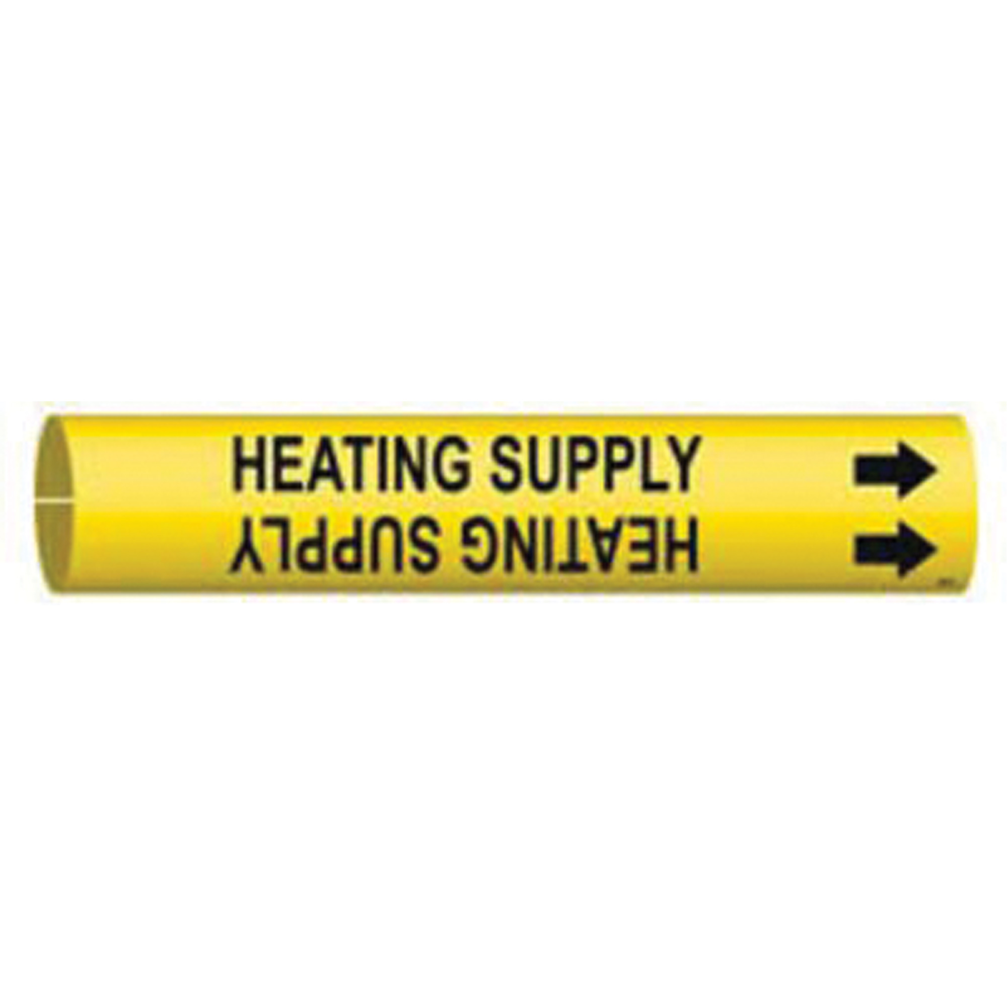 Marqueur de tuyau «Heating Supply», À pression, 13/16" h x 13/16" la, Noir sur jaune