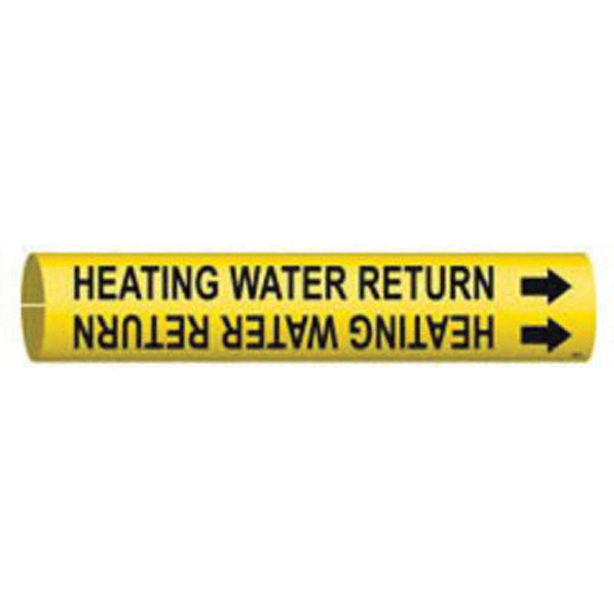 Marqueur de tuyau «Heating Water Return», À pression, 13/16" h x 13/16" la, Noir sur jaune