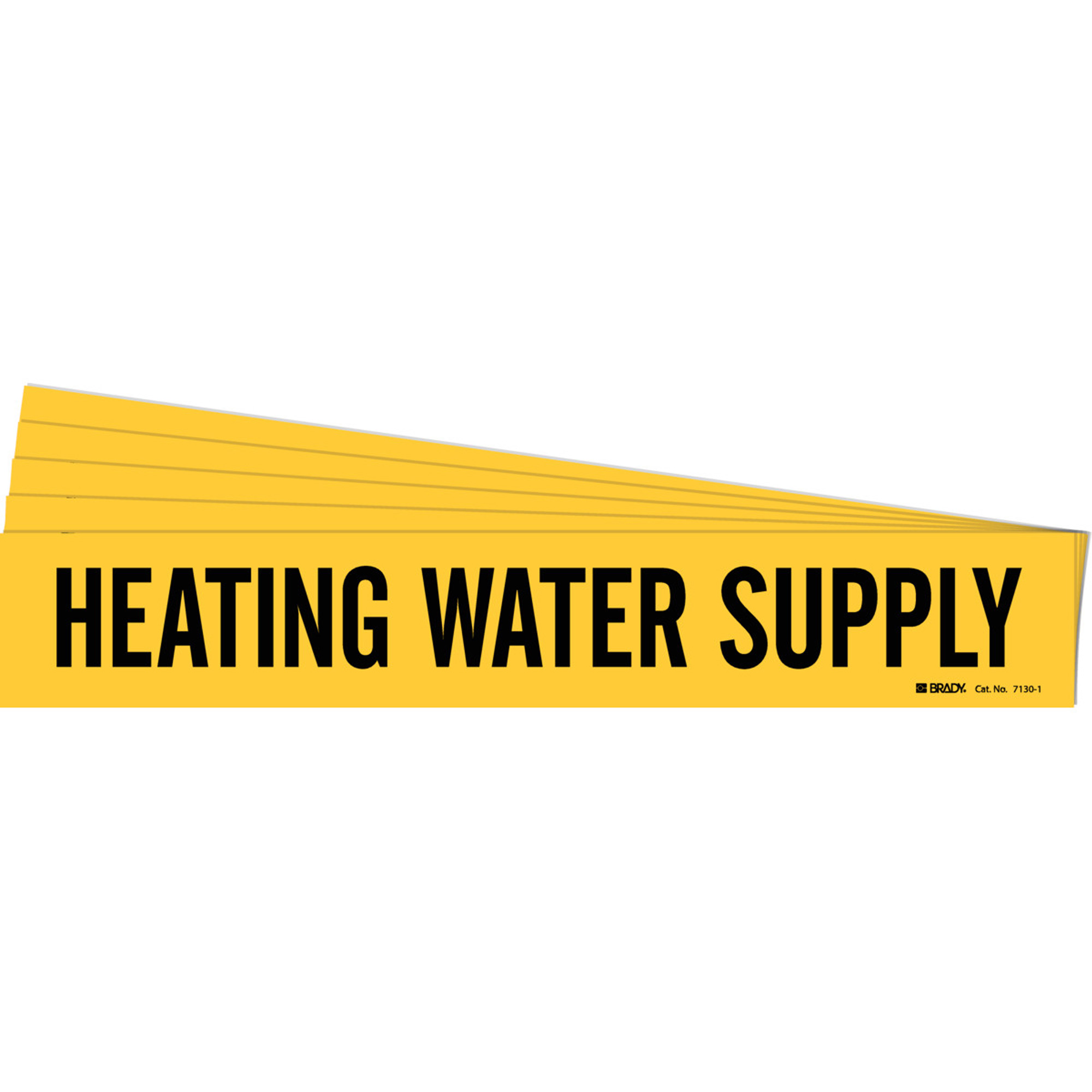 Marqueur de tuyau «Heating Water Supply», Autocollant, 2-1/4" h x 14" la, Noir sur jaune