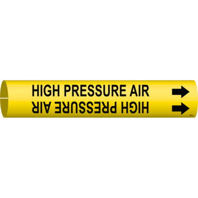 Marqueur de tuyau «High Pressure Air», À pression, 2" h x 2" la, Noir sur jaune