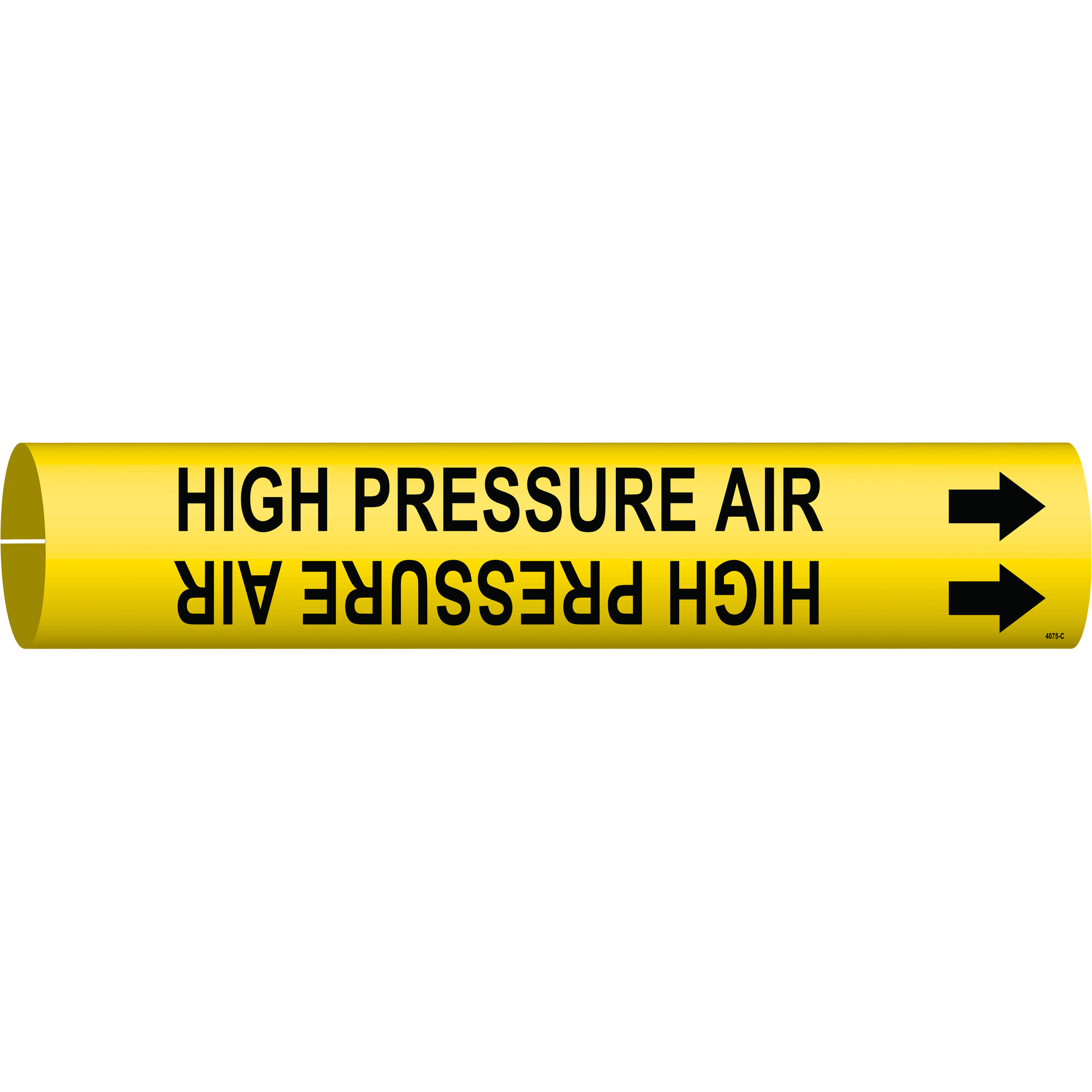 Marqueur de tuyau «High Pressure Air», À pression, 2" h x 2" la, Noir sur jaune