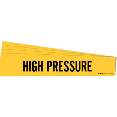 Marqueur de tuyau «High Pressure», Autocollant, 4" h x 24" la, Noir sur jaune