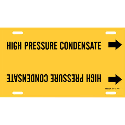 Marqueur de tuyau «High Pressure Condensate», À attacher, 10" h x 24" la, Noir sur jaune