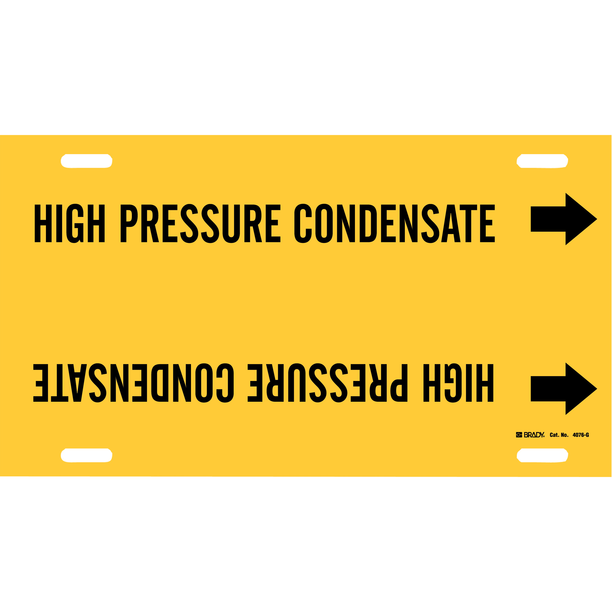 Marqueur de tuyau «High Pressure Condensate», À attacher, 10" h x 24" la, Noir sur jaune