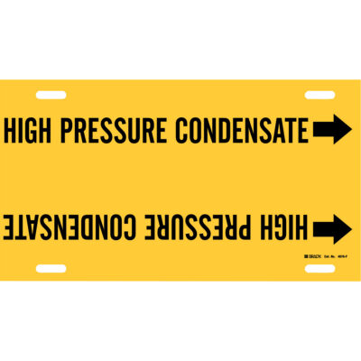 Marqueur de tuyau «High Pressure Condensate», À attacher, 8" h x 16" la, Noir sur jaune