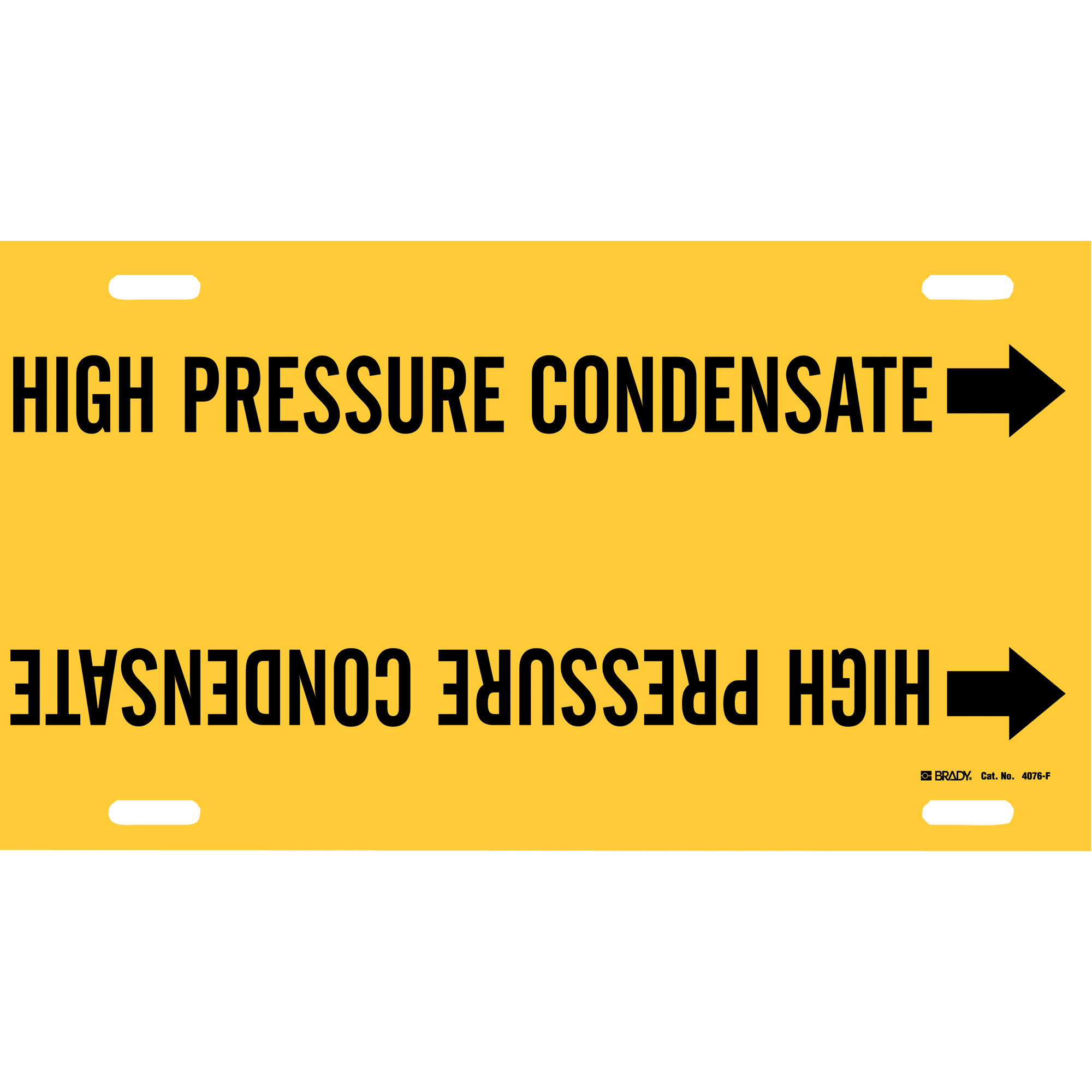 Marqueur de tuyau «High Pressure Condensate», À attacher, 8" h x 16" la, Noir sur jaune