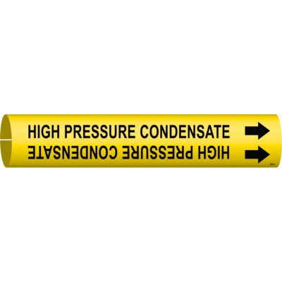 Marqueur de tuyau «High Pressure Condensate», À pression, 2" h x 2" la, Noir sur jaune