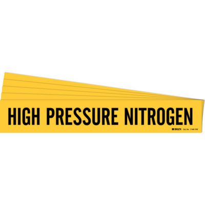 Marqueur de tuyau «High Pressure Nitrogen», Autocollant, 4" h x 24" la, Noir sur jaune