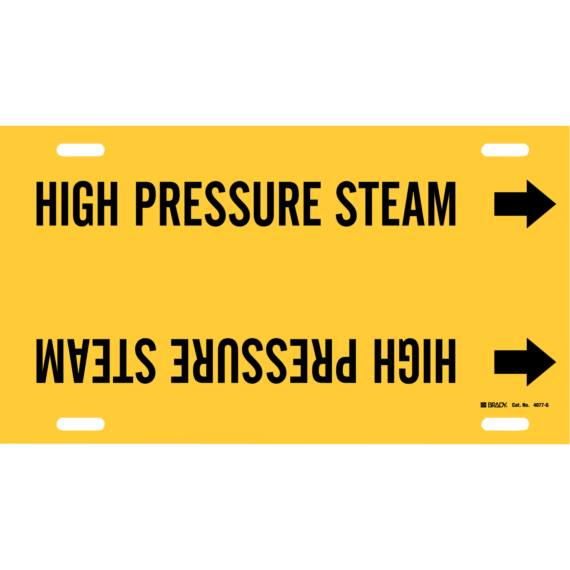 Marqueur de tuyau «High Pressure Steam», À attacher, 10" h x 24" la, Noir sur jaune