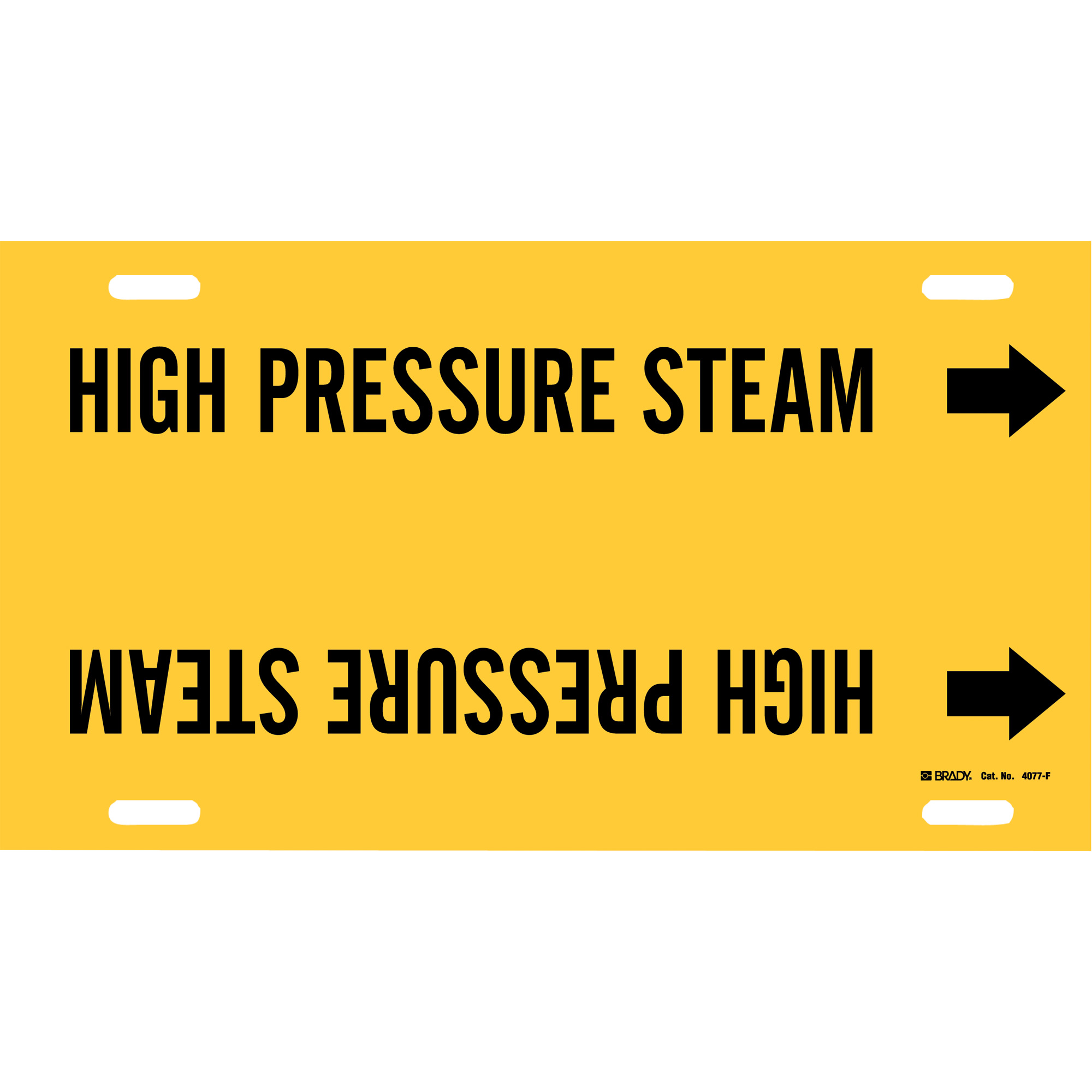 Marqueur de tuyau «High Pressure Steam», À attacher, 8" h x 16" la, Noir sur jaune