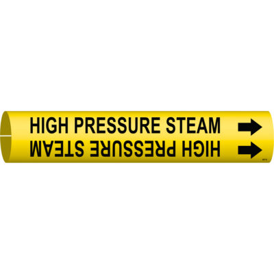Marqueur de tuyau «High Pressure Steam», À pression, 2-13/16" h x 2-13/16" la, Noir sur jaune