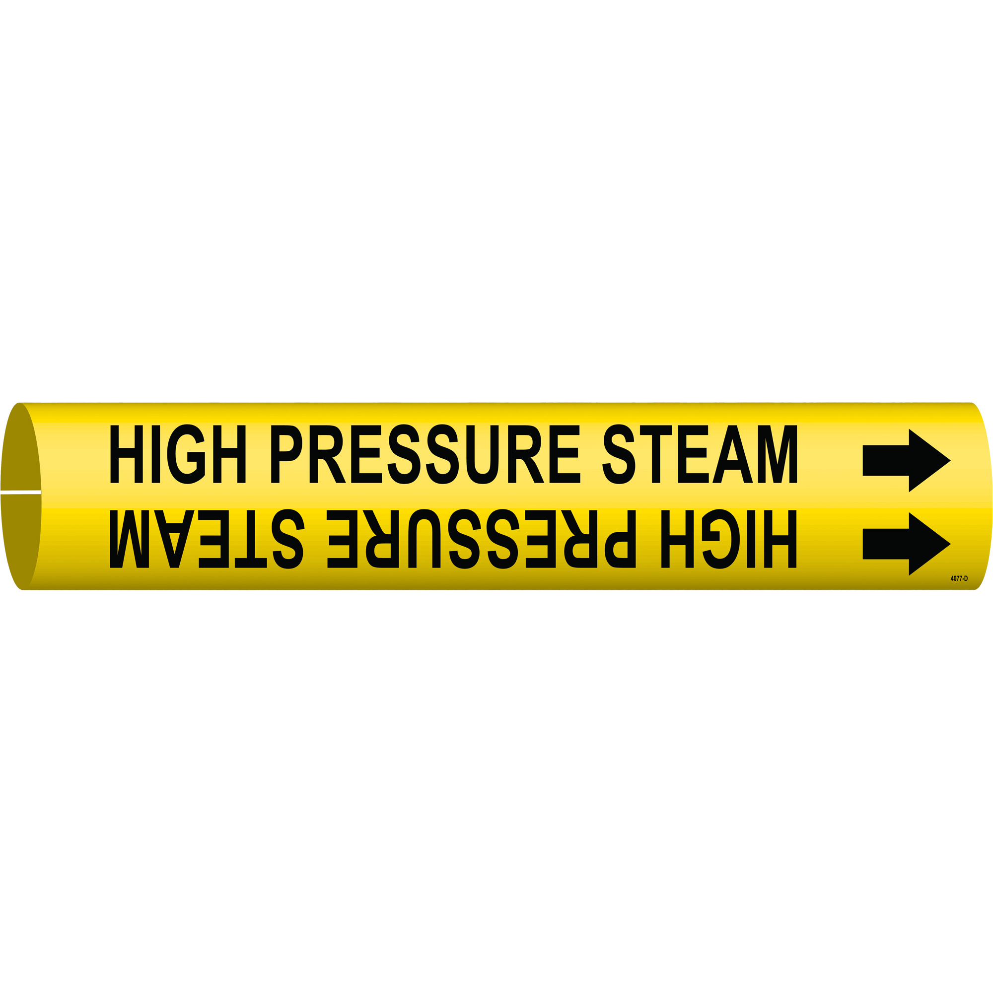 Marqueur de tuyau «High Pressure Steam», À pression, 2-13/16" h x 2-13/16" la, Noir sur jaune