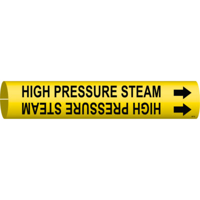 Marqueur de tuyau «High Pressure Steam», À pression, 7/8" h x 7/8" la, Noir sur jaune