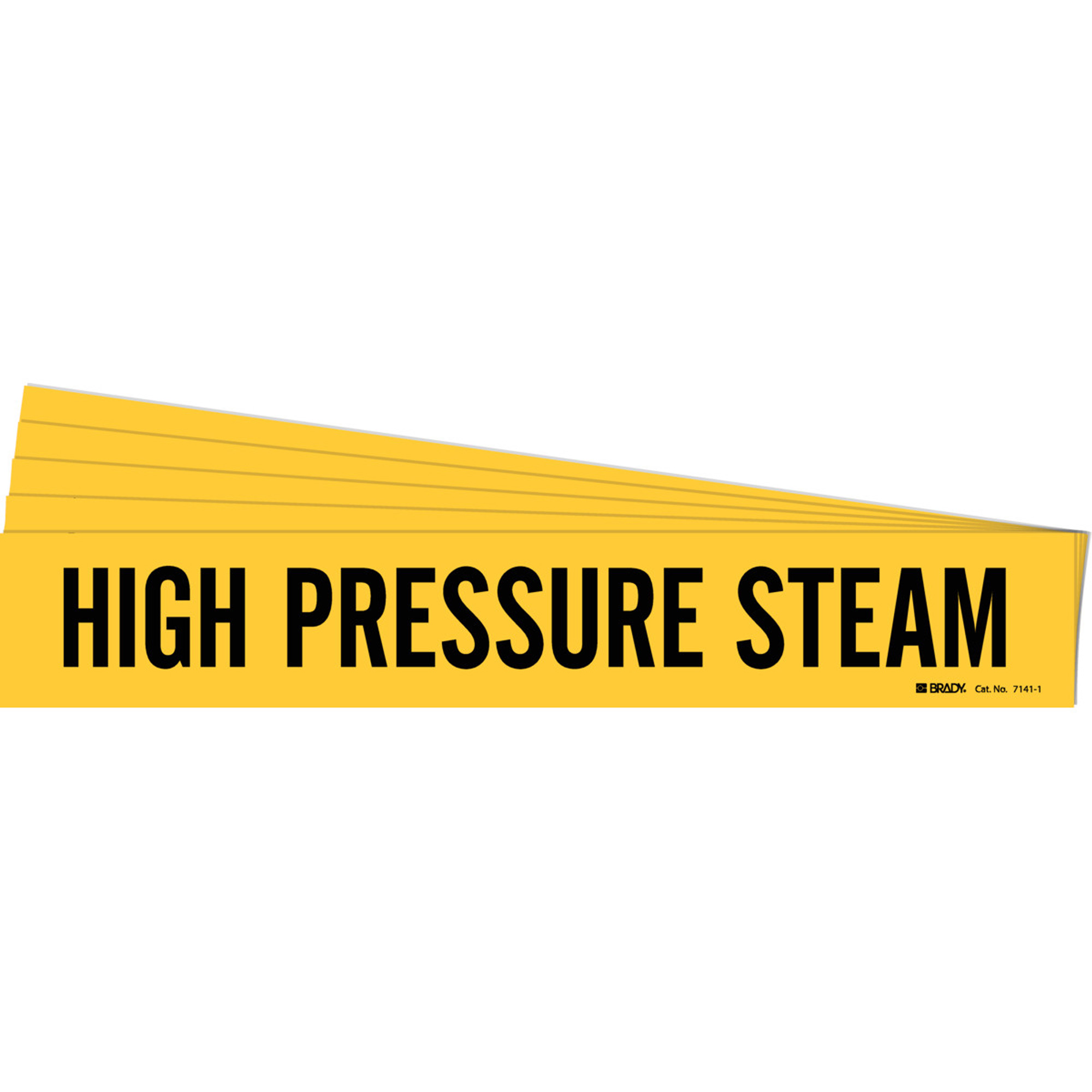 Marqueur de tuyau "High Pressure Steam", Autocollant, 2-1/4" h x 14" la, Noir sur jaune