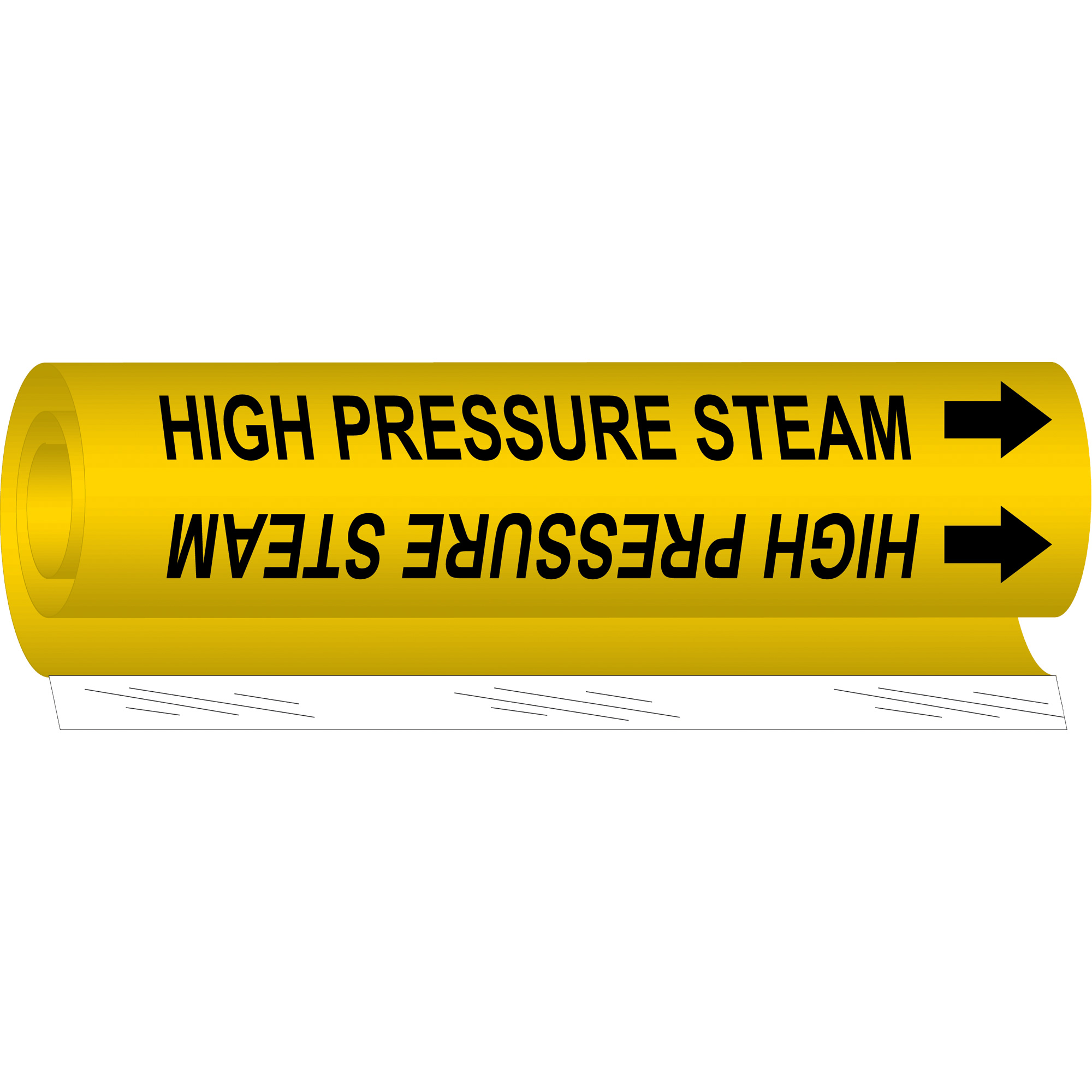 Marqueur de tuyau «High Pressure Steam», Enveloppant, 26" h x 12" la, Noir sur jaune