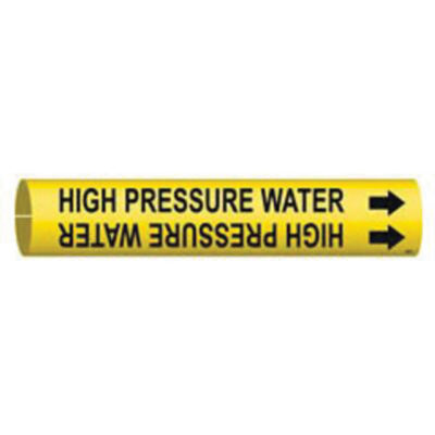 Marqueur de tuyau «High Pressure Water», À pression, 13/16" h x 13/16" la, Noir sur jaune